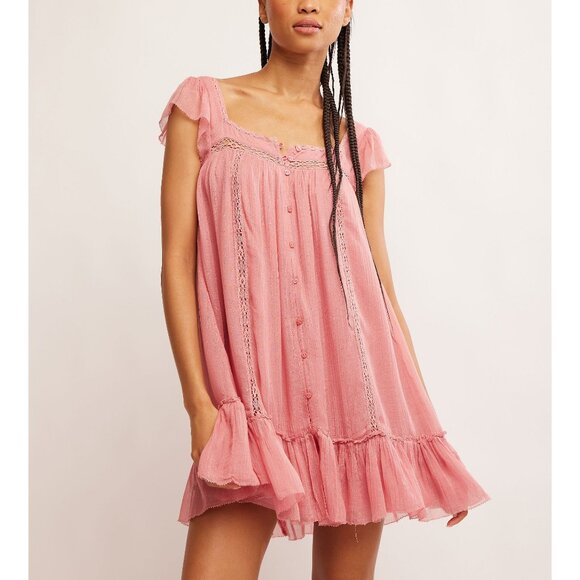 Free People Pink Mini Dress - Picture 1 of 7